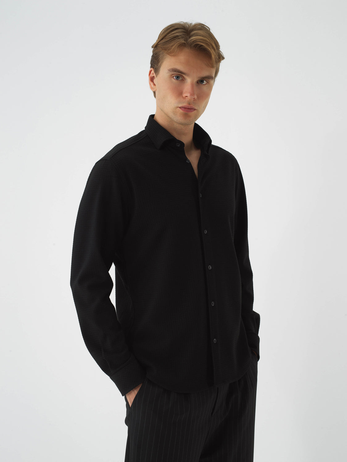 Xint Black Regular Fit Buttoned Shirt