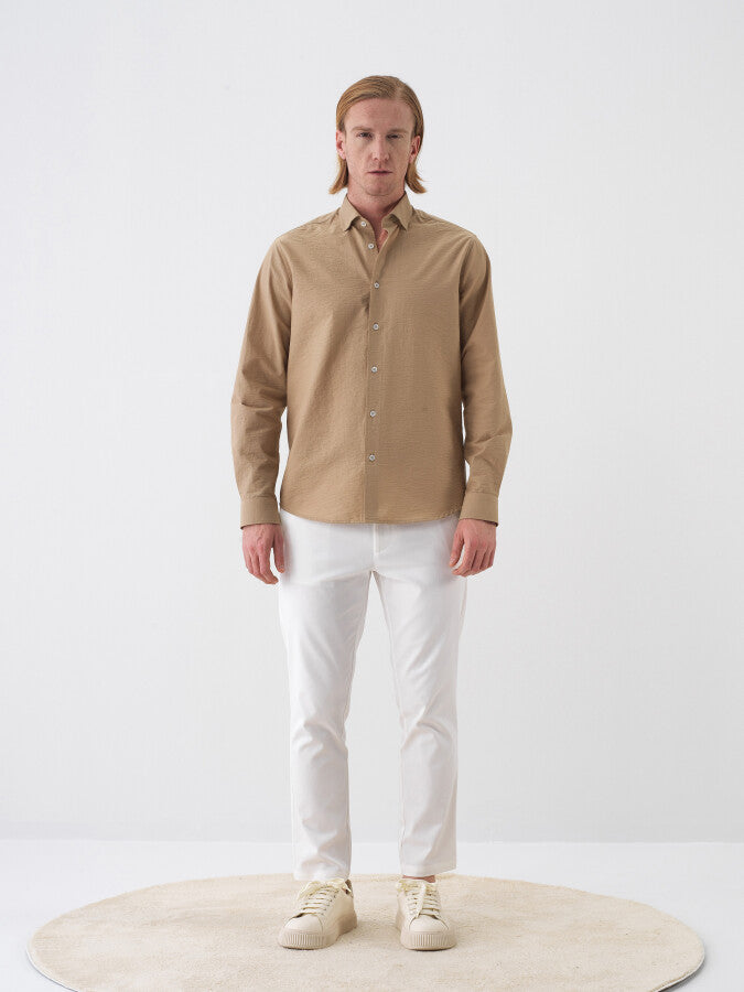 Xint Camel Regular Fit Cotton Shirt