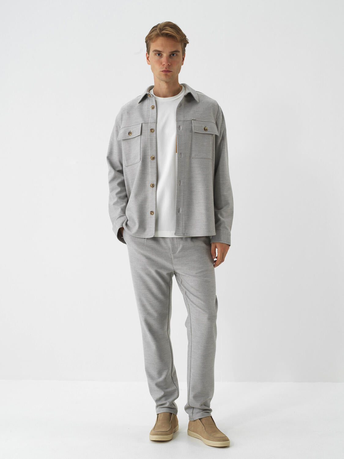 Xint Grey Flexible Regular Fit Shirt