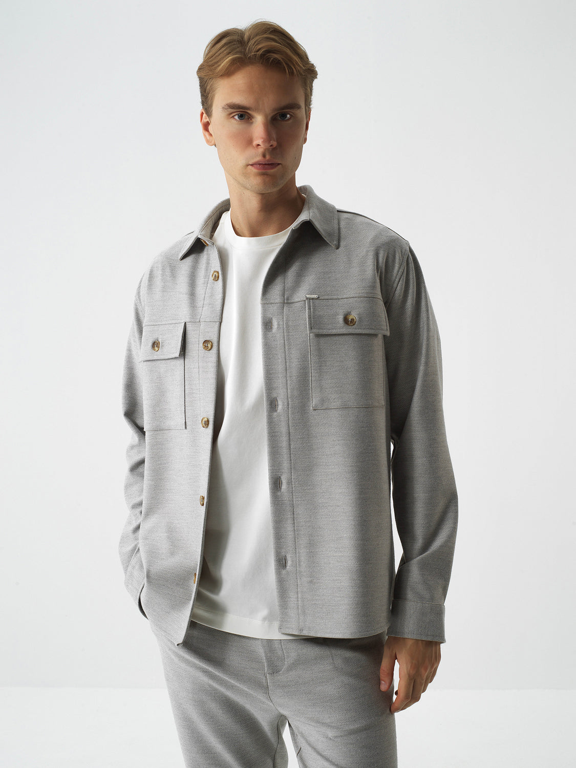 Xint Grey Flexible Regular Fit Shirt