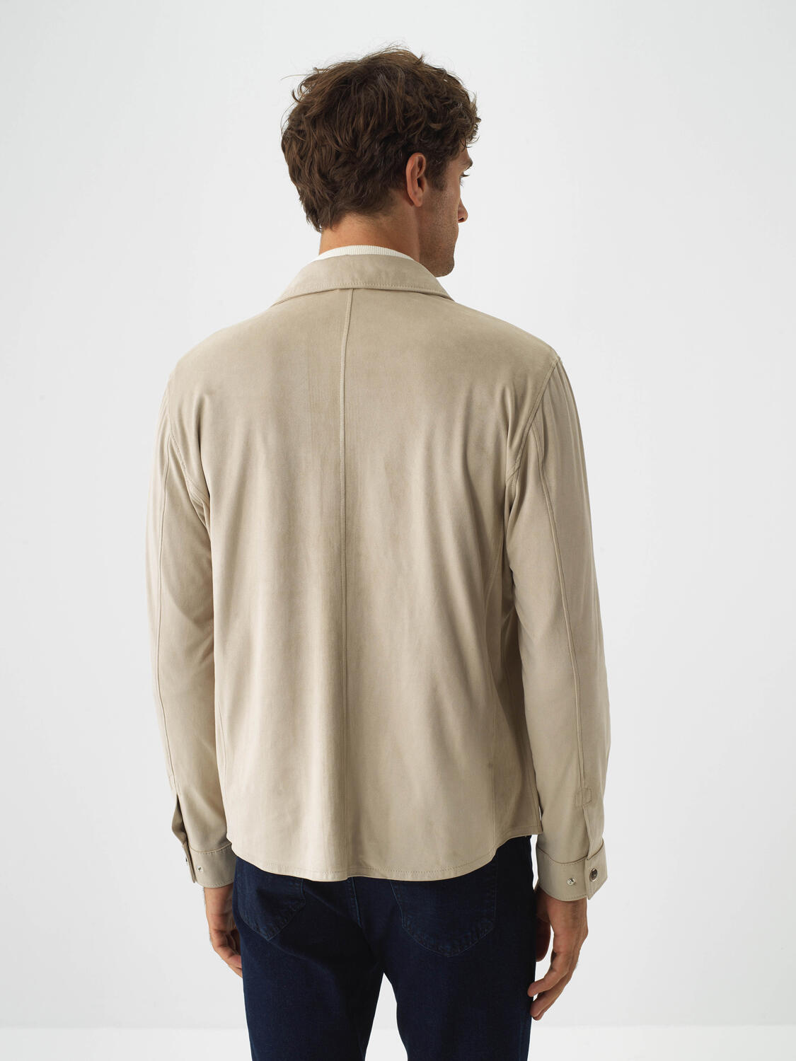 Xint Beige Soft Touch Suede Look Regular Fit Shirt