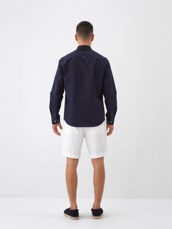 Xint Navy Regular Fit Cotton Shirt