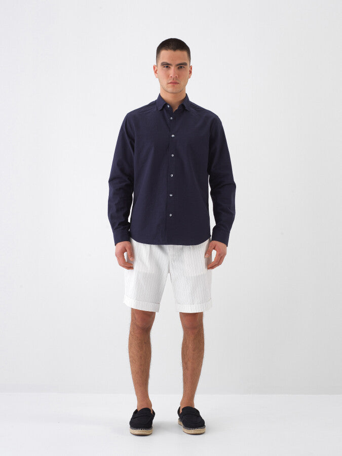 Xint Navy Regular Fit Cotton Shirt