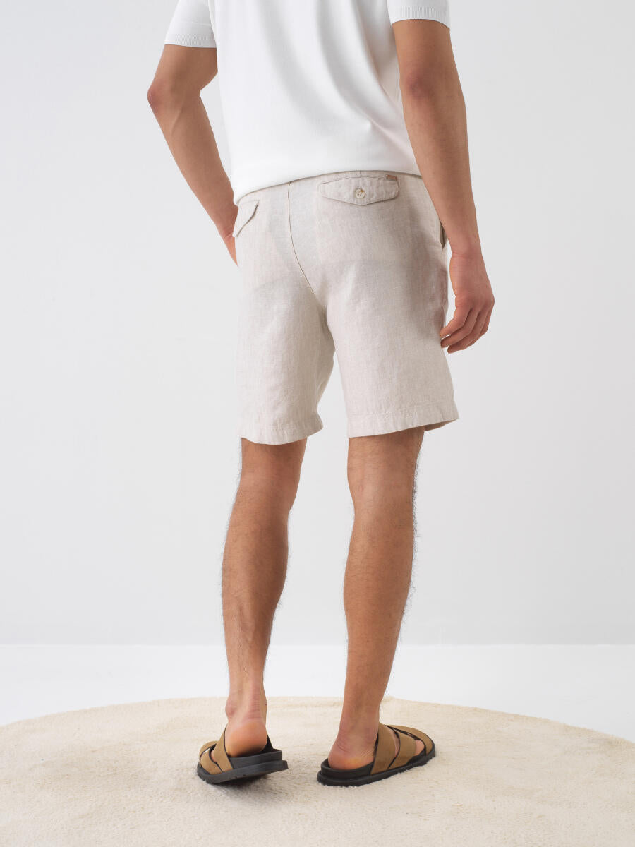 Xint Beige Regular Fit Linen Shorts