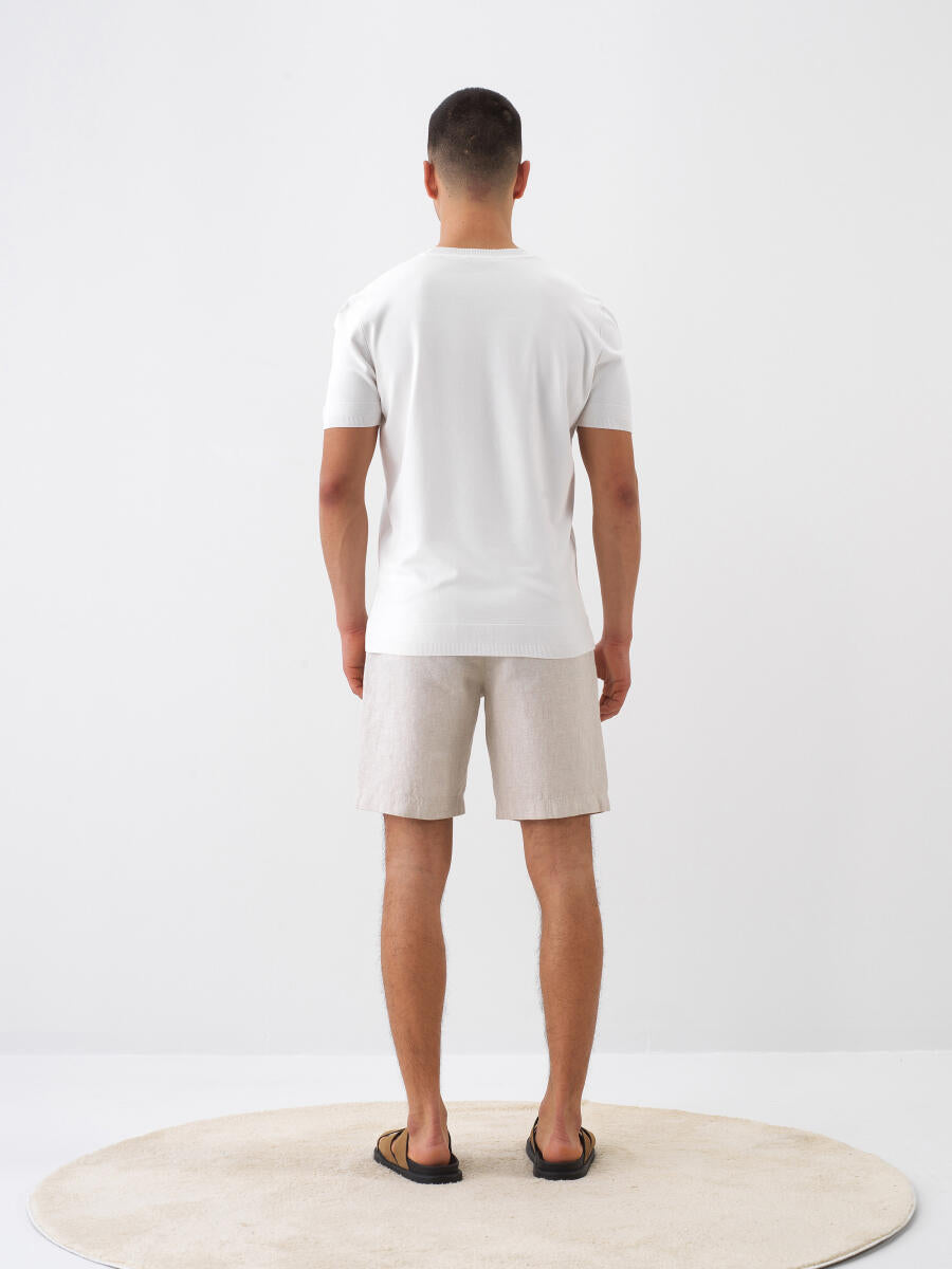 Xint Beige Regular Fit Linen Shorts
