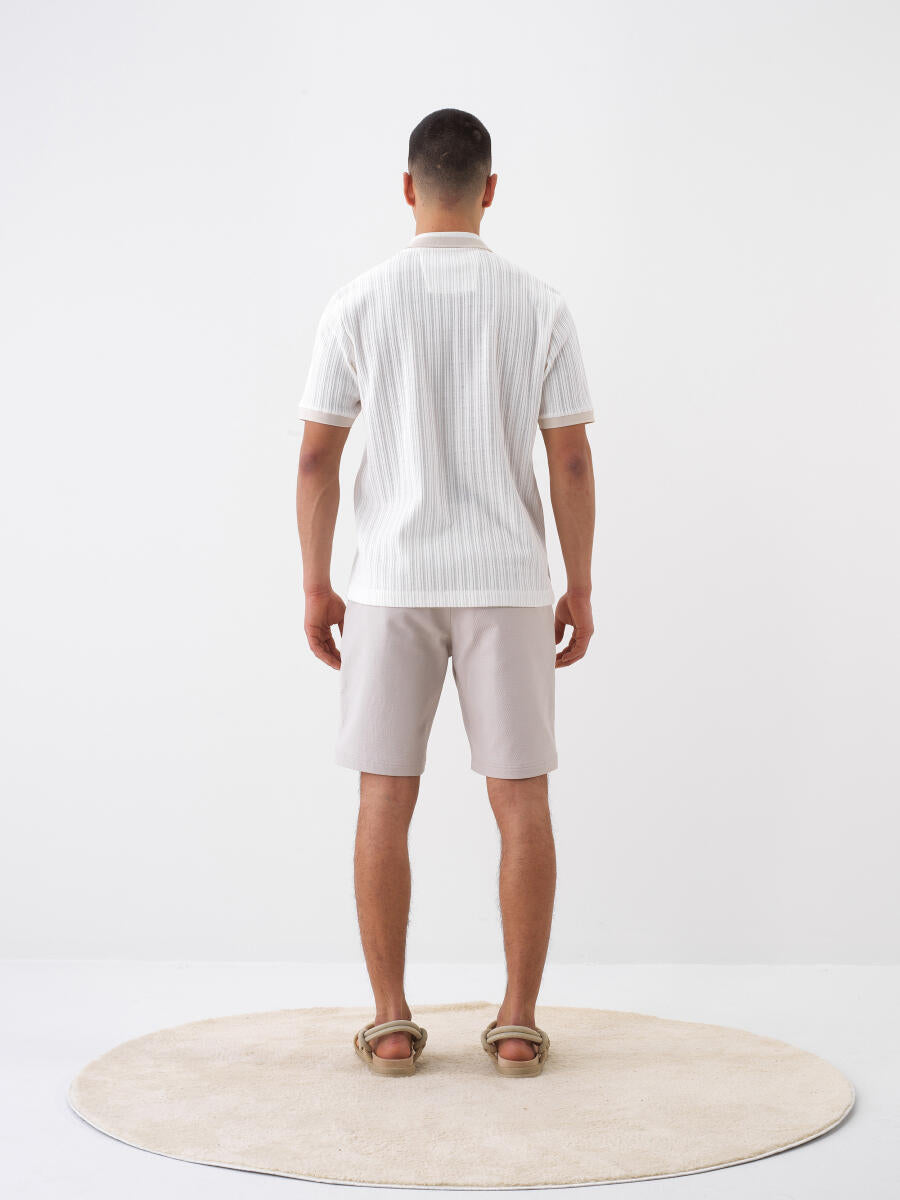 Xint Off White Slim Fit Cotton shorts