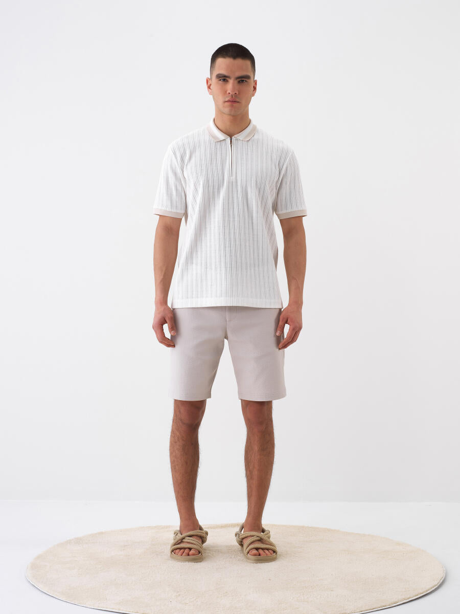 Xint Off White Slim Fit Cotton shorts