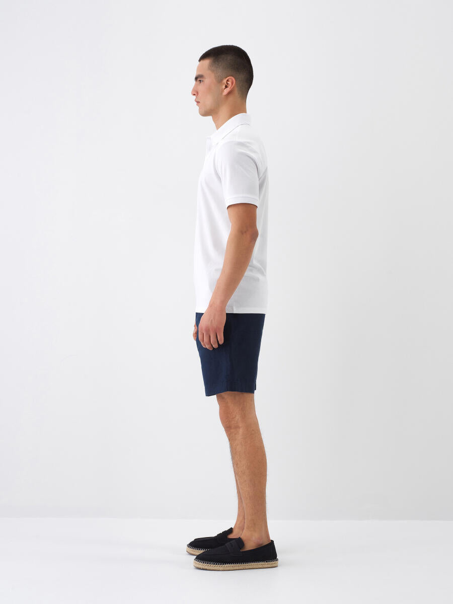 Xint Navy Regular Fit Linen Shorts