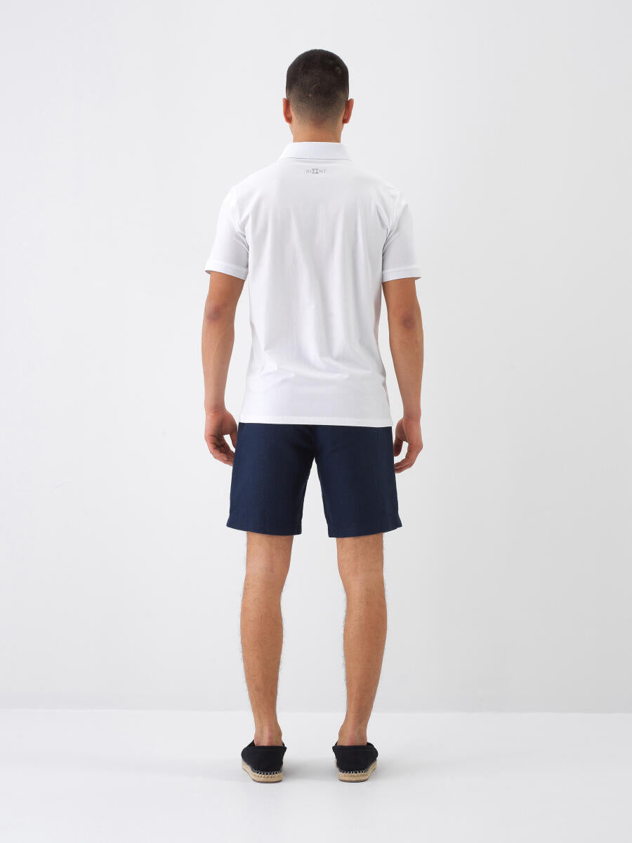 Xint Navy Regular Fit Linen Shorts