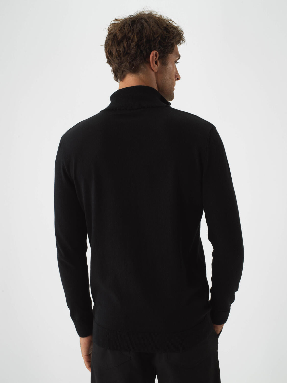 Xint Black Cotton Textured Regular Fit Sweater