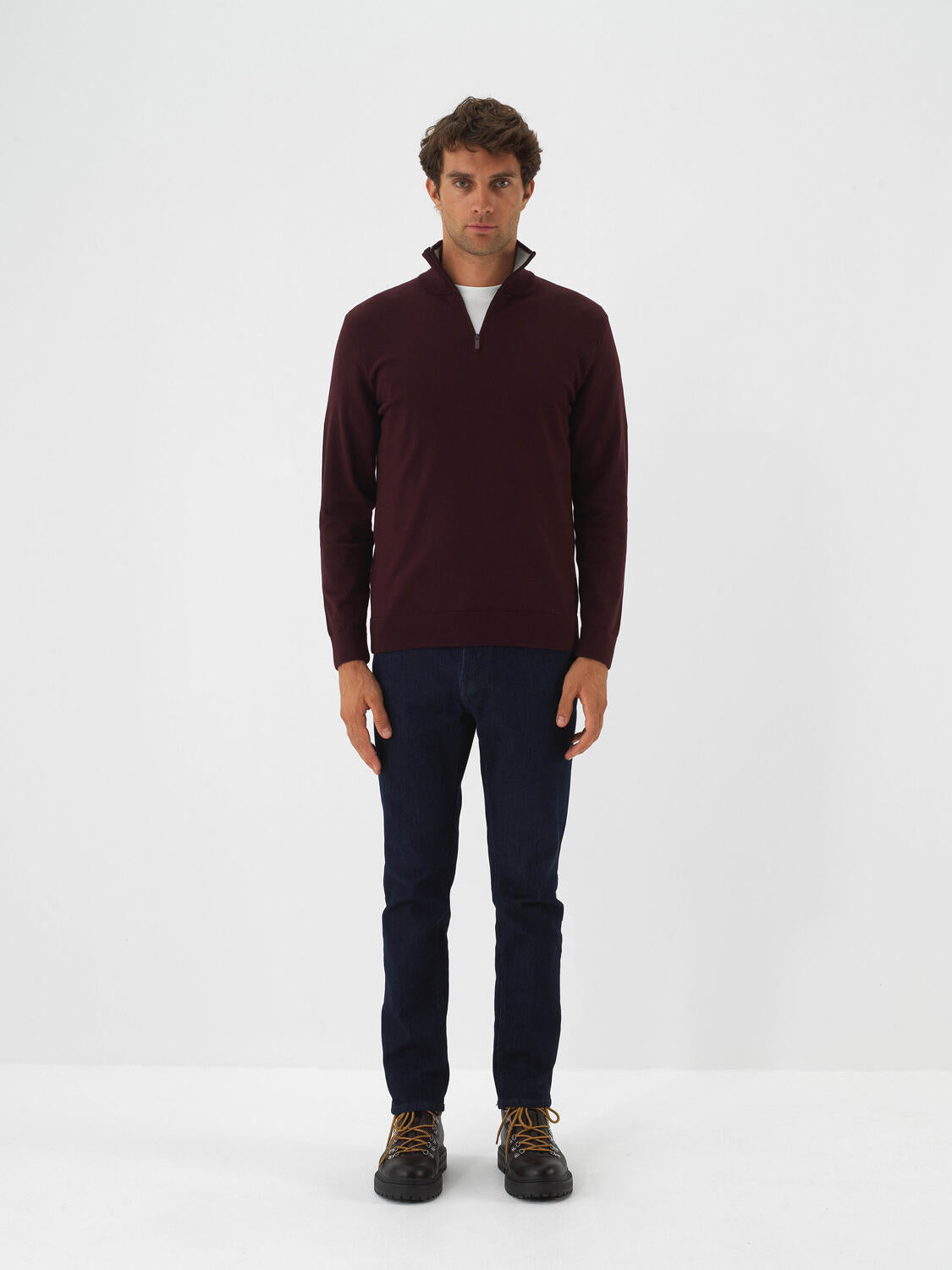 Xint Bordo Cotton Textured Regular Fit Sweater