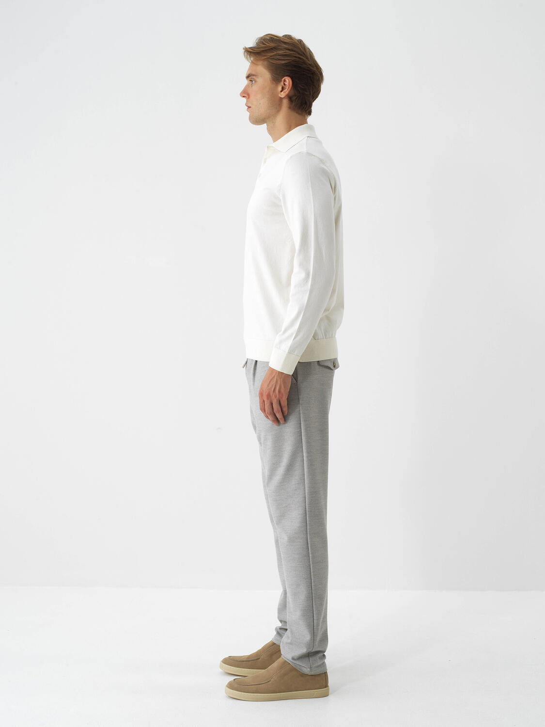 Xint Off.White Cotton Textured Regular Fit Sweater