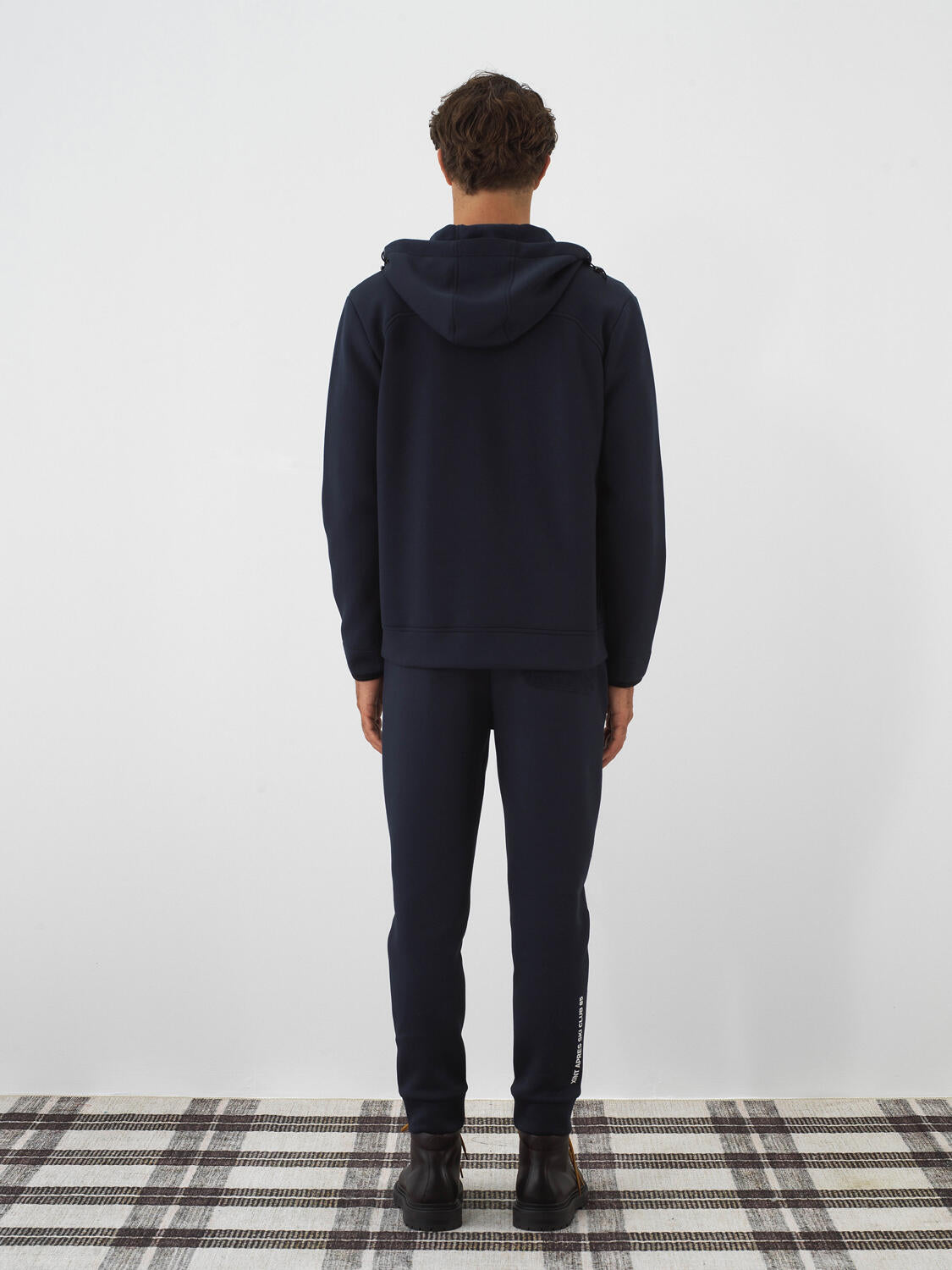 Xint Navy Cotton Textured Slim Fit Sweat Trousers