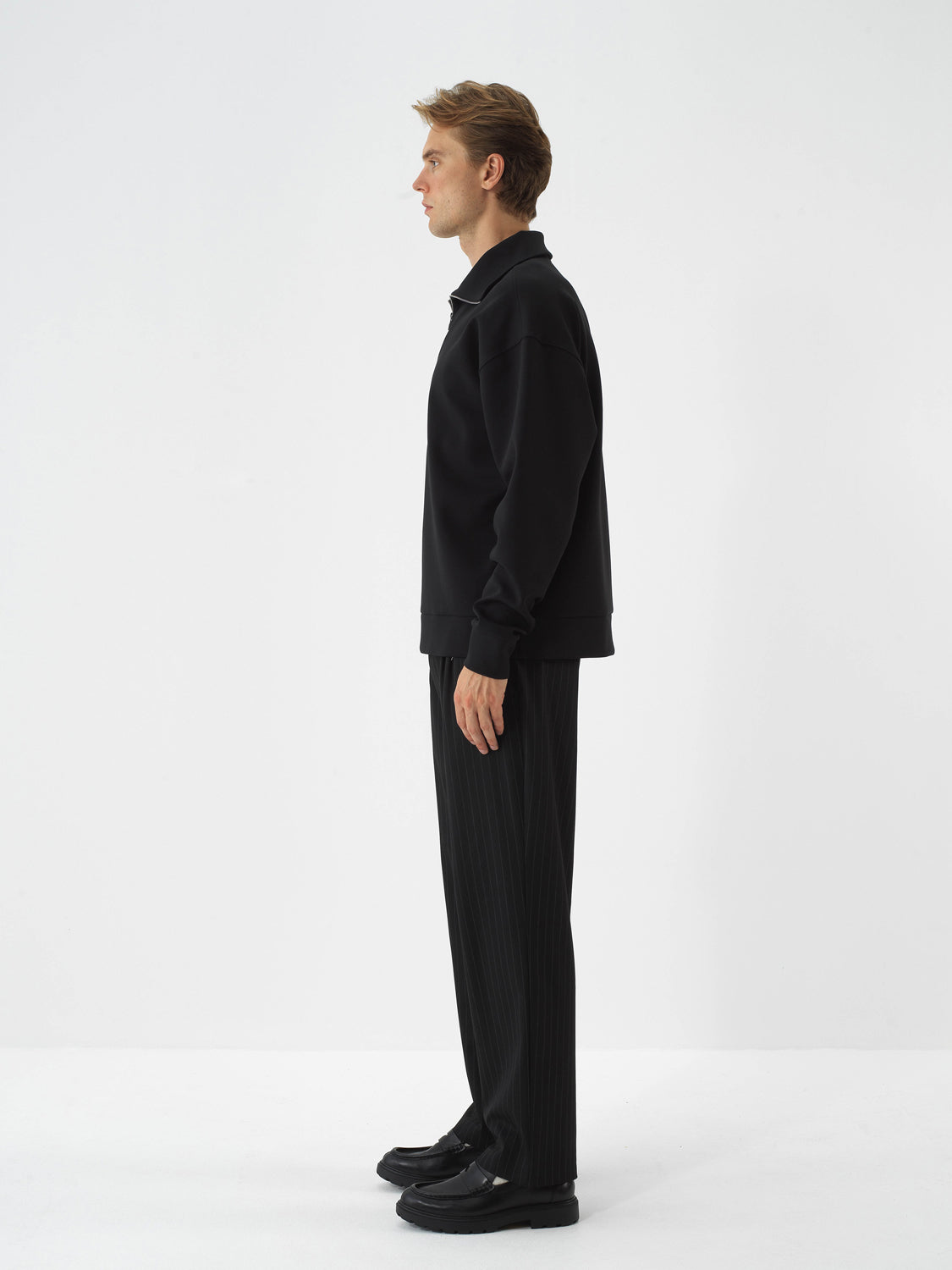 Xint Black Cotton Textured Oversize Pullover