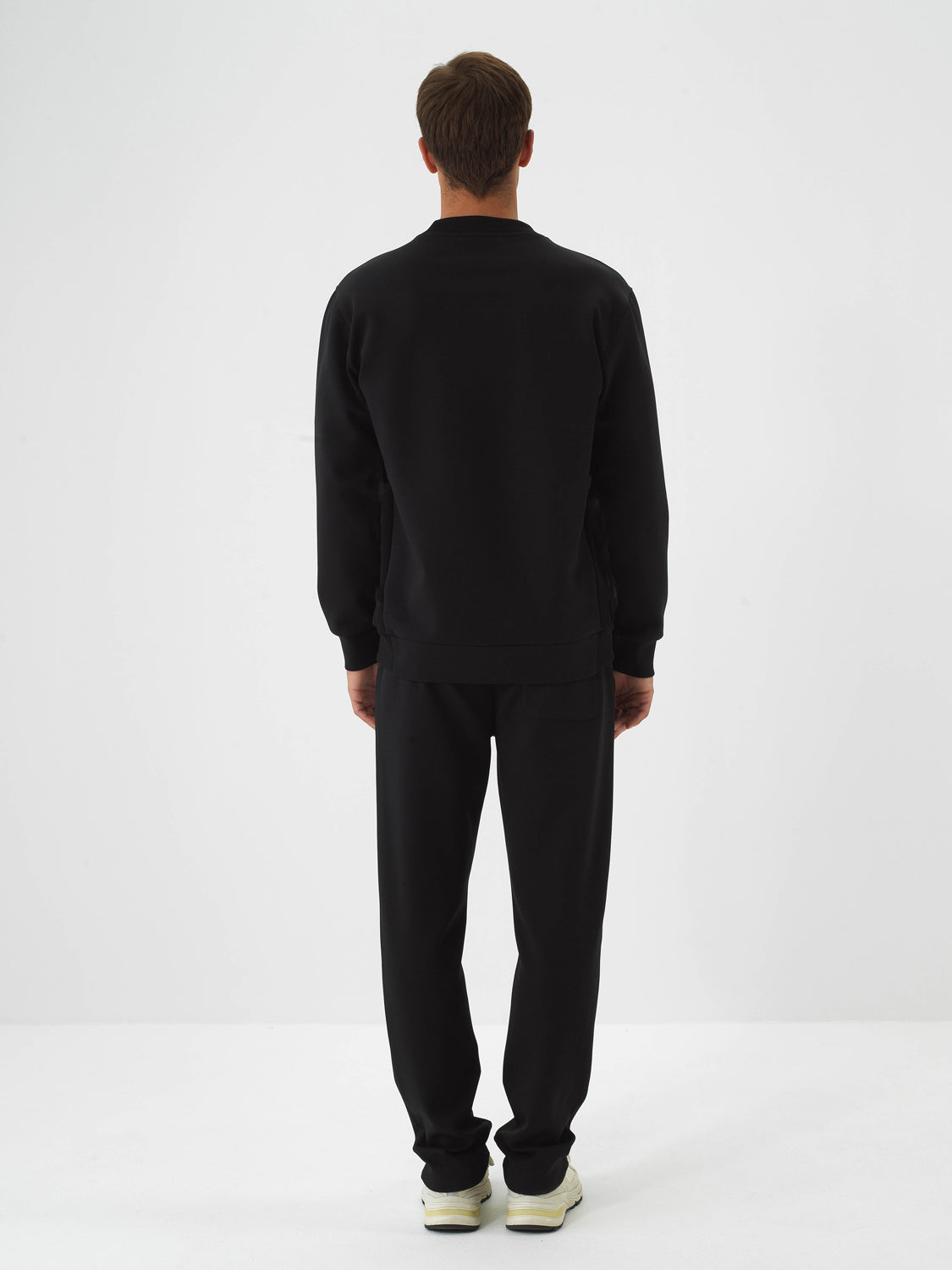 Xint Black Cotton Textured Regular Fit Pullover