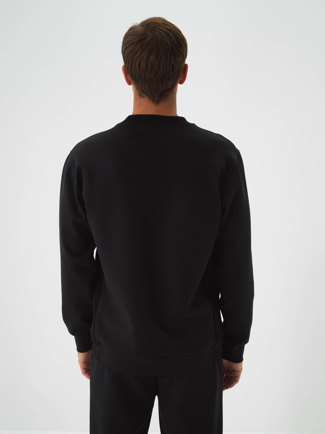 Xint Black Cotton Textured Regular Fit Pullover