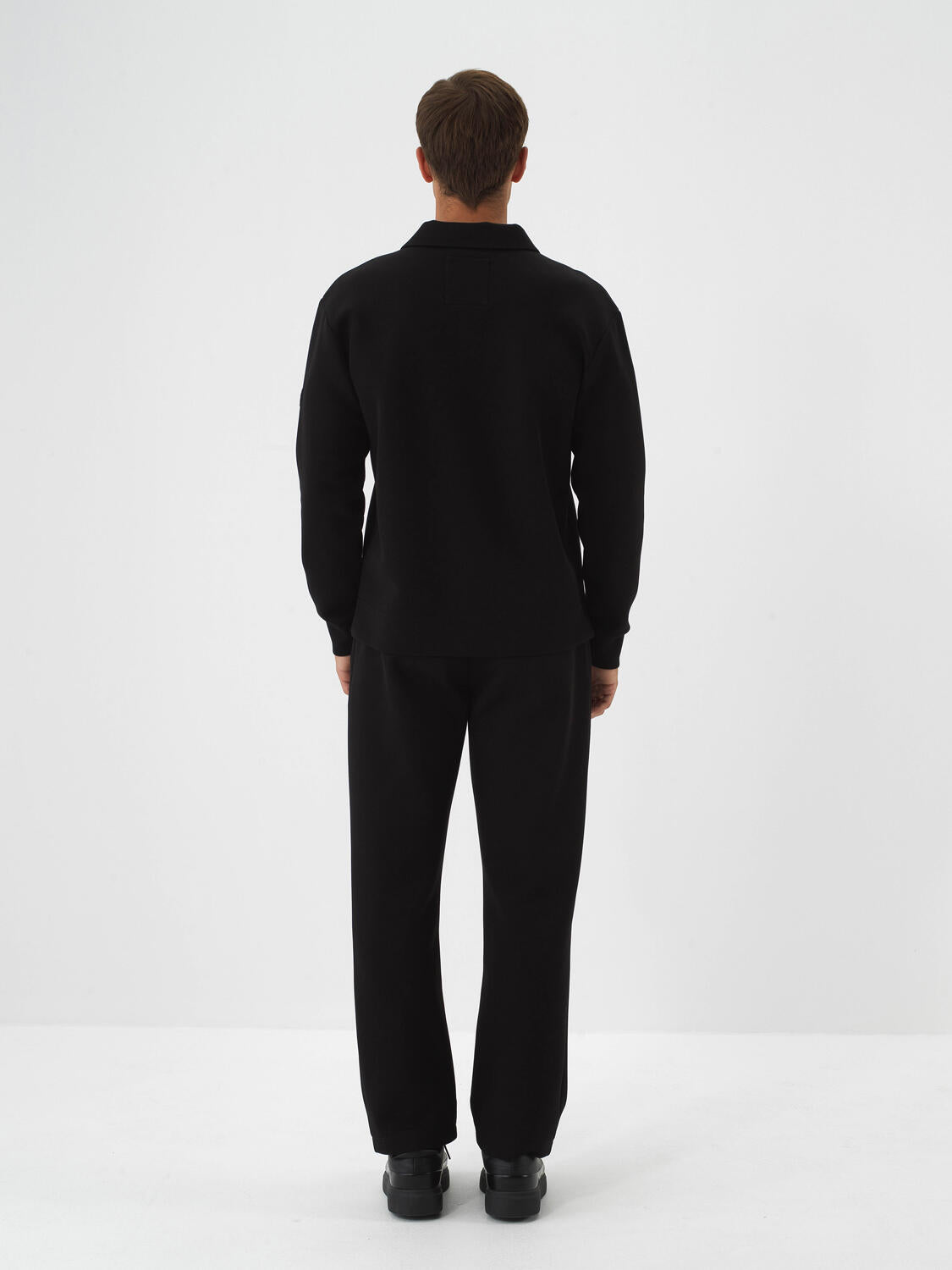 Xint Black Cotton Textured Regular Fit Sweater