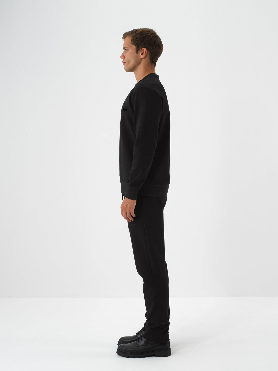 Xint Black Cotton Textured Regular Fit Pullover
