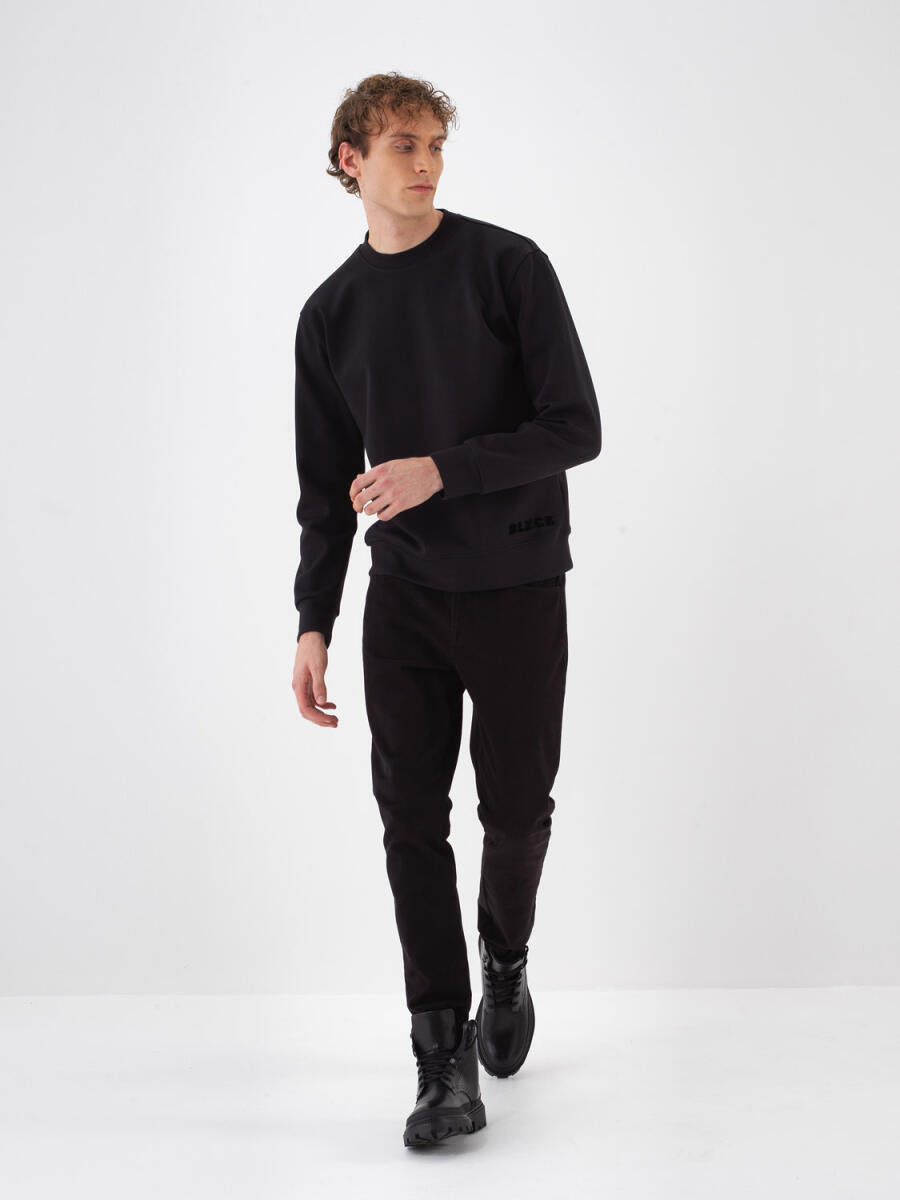 Xint Cotton Black Plain Sweater