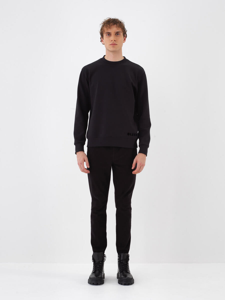 Xint Cotton Black Plain Sweater