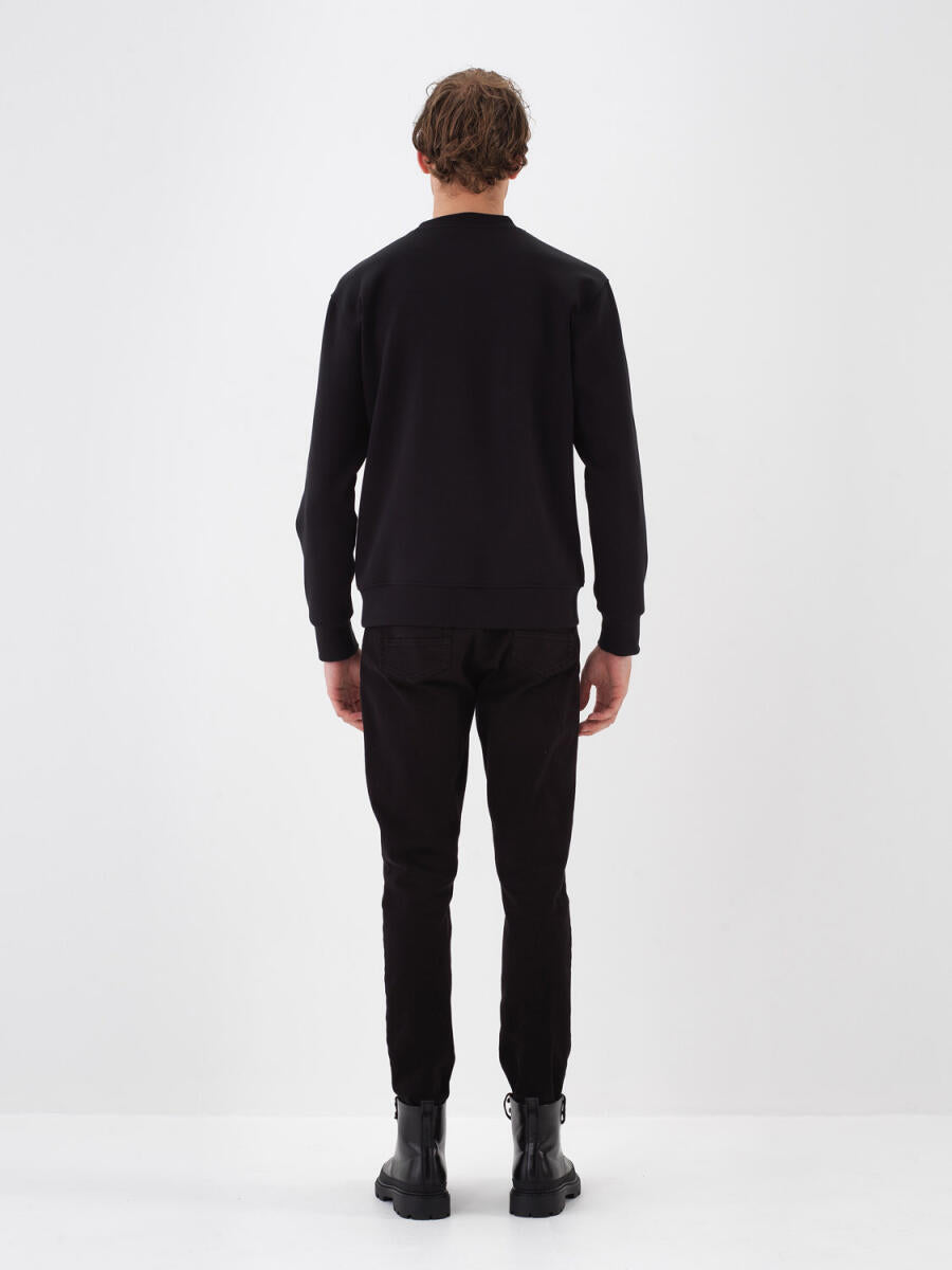 Xint Cotton Black Plain Sweater