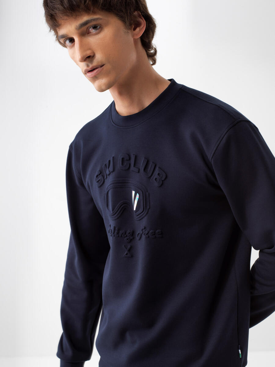 Xint Navy Sweater With Front Print