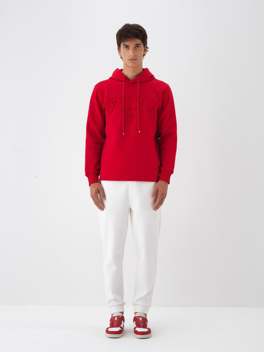 Xint Red Hoodie With Creative Front Design