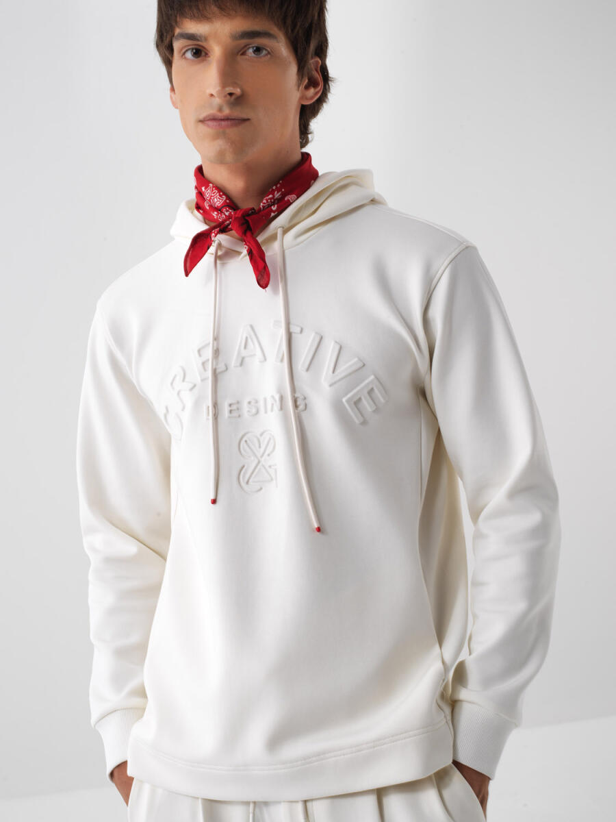 Xint White Hoodie With Creative Front Design