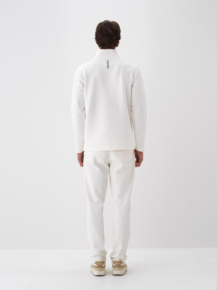 Xint Cotton Zippered White Sweater