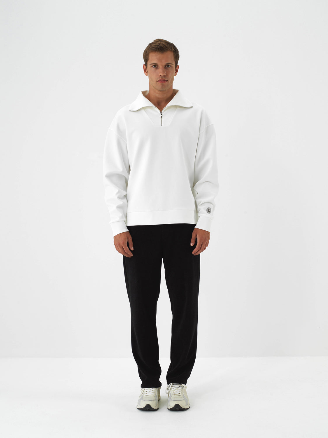 Xint Offwhite Cotton Textured Oversize Pullover