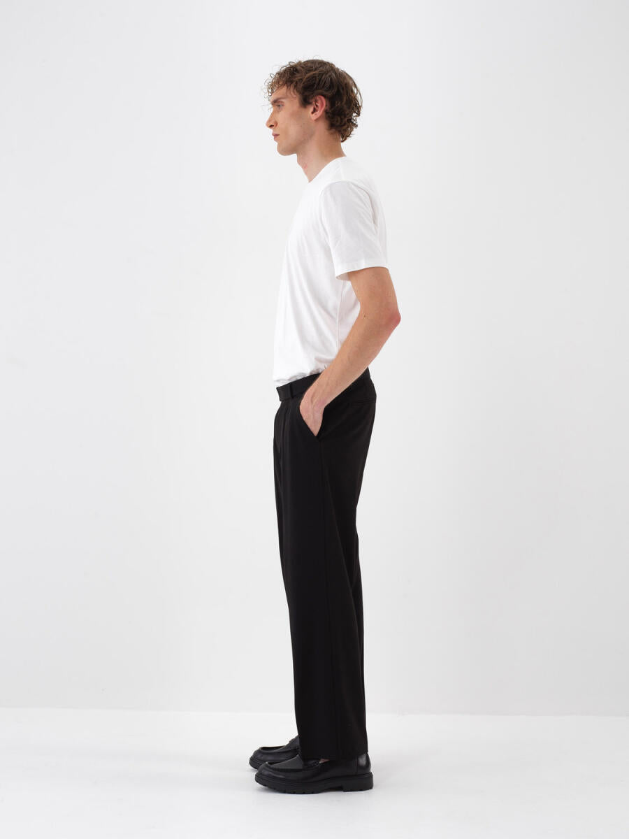 Xint Regular Fit Plain Black Pants