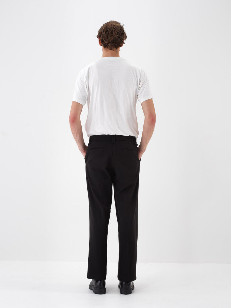 Xint Regular Fit Plain Black Pants