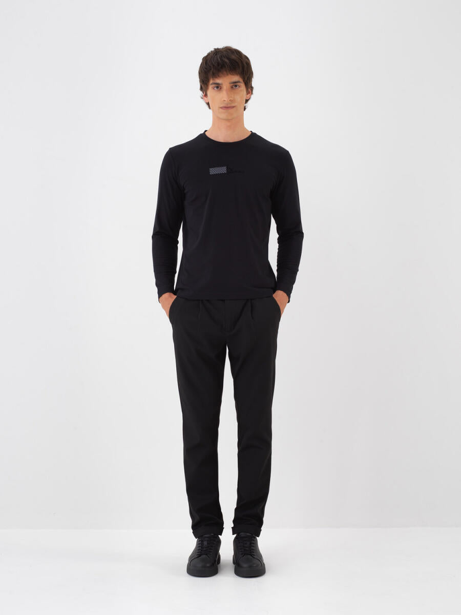 Xint Slim Fit Plain Black Pants