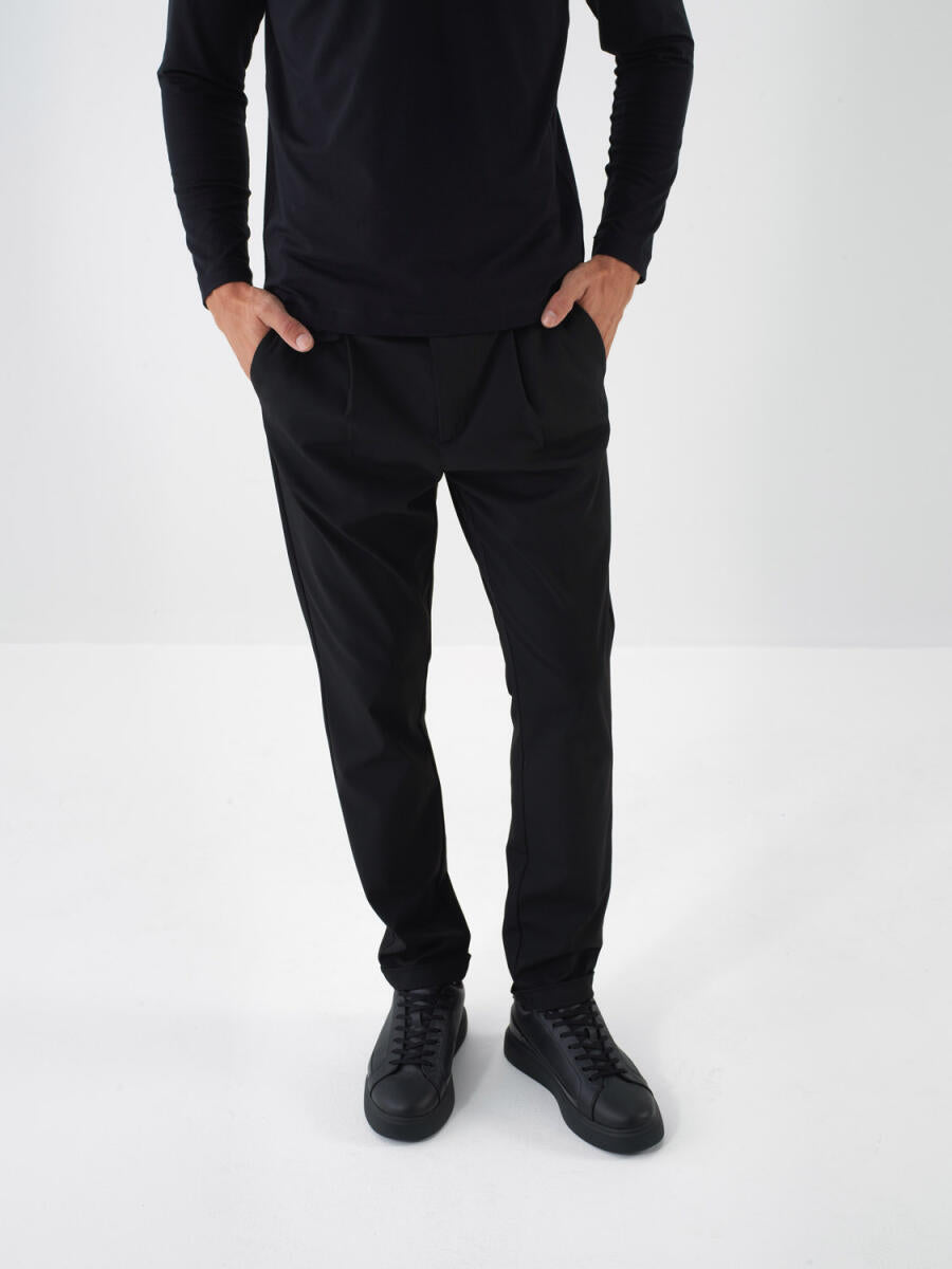 Xint Slim Fit Plain Black Pants