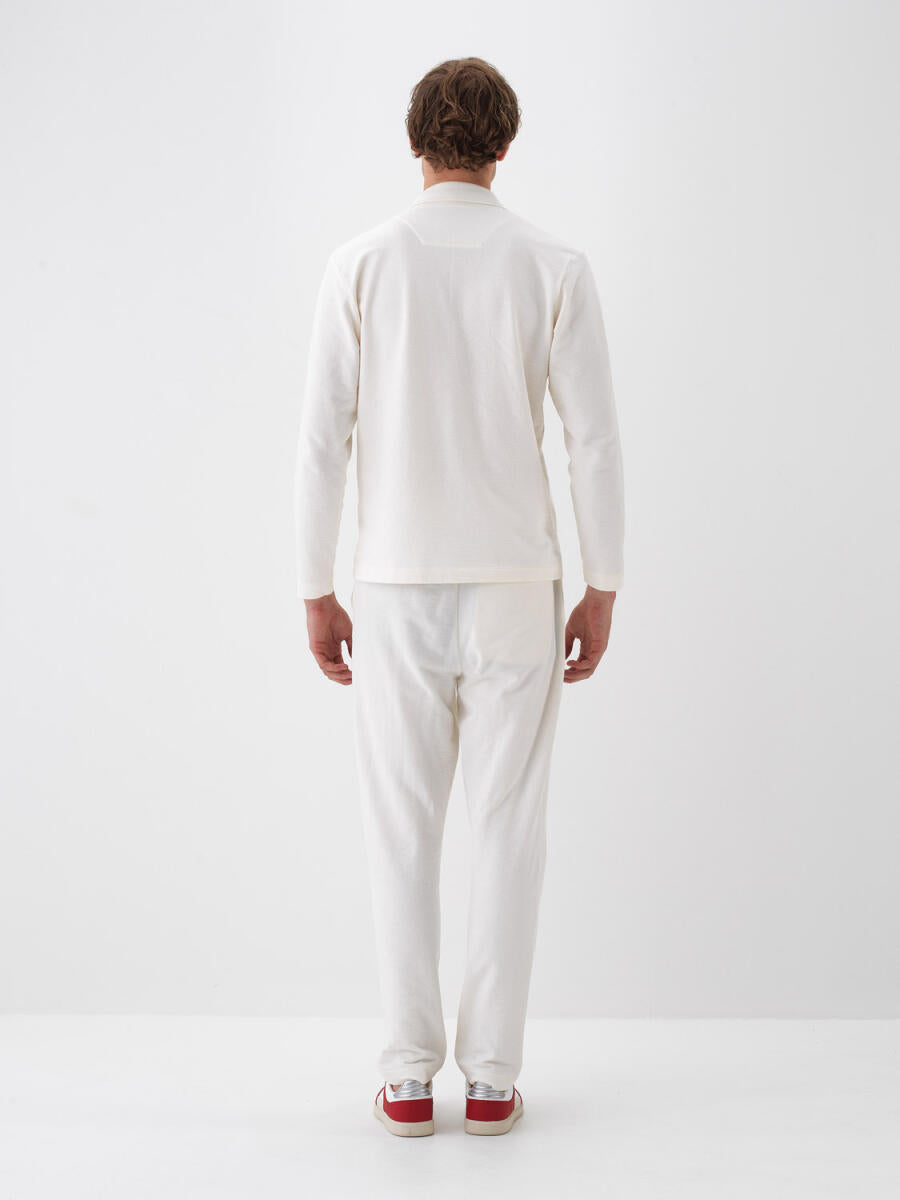 Xint Cotton Long Sleeved Off White Polo