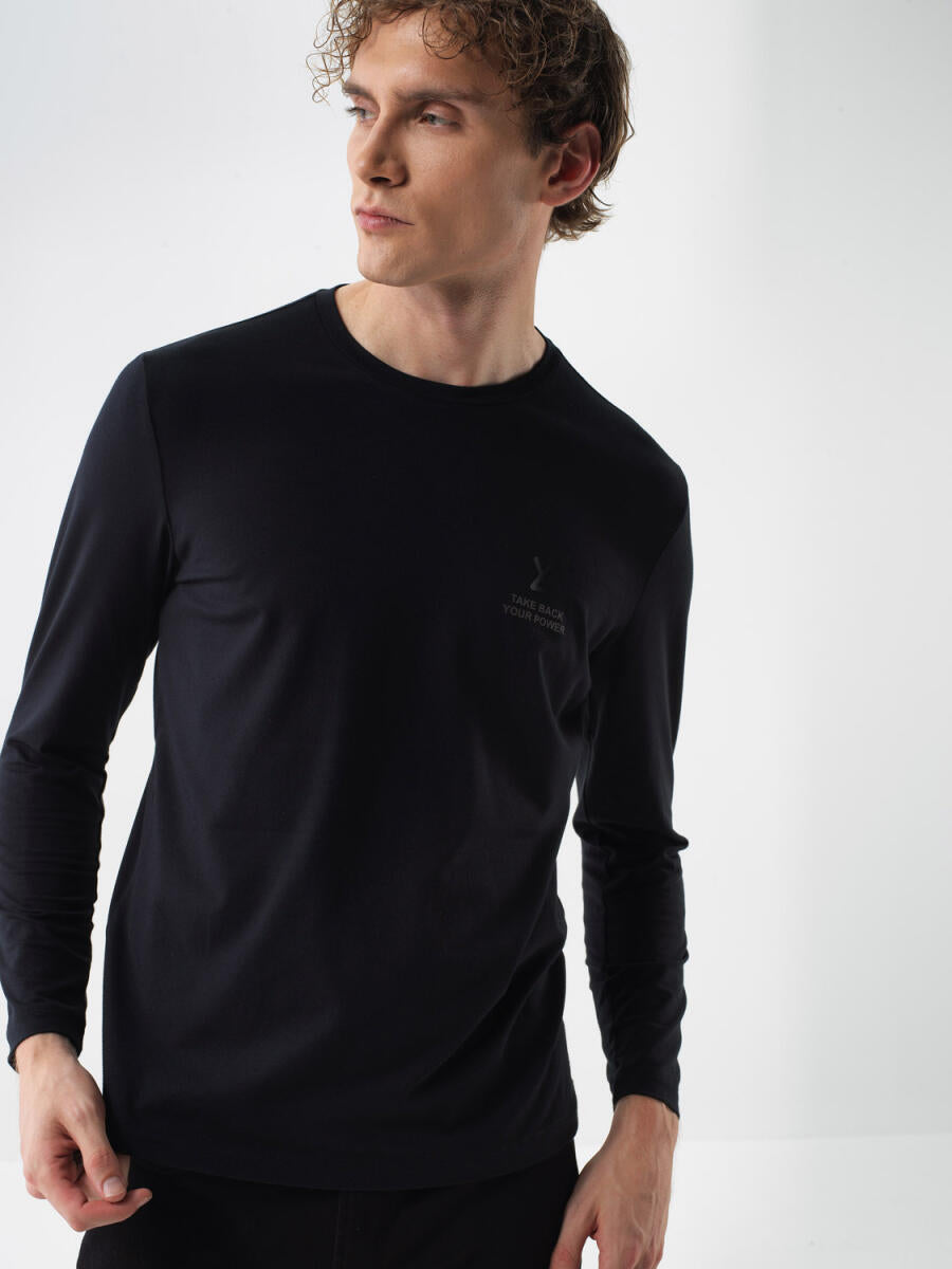 Xint Modal Cotton Printed Black T-shirt