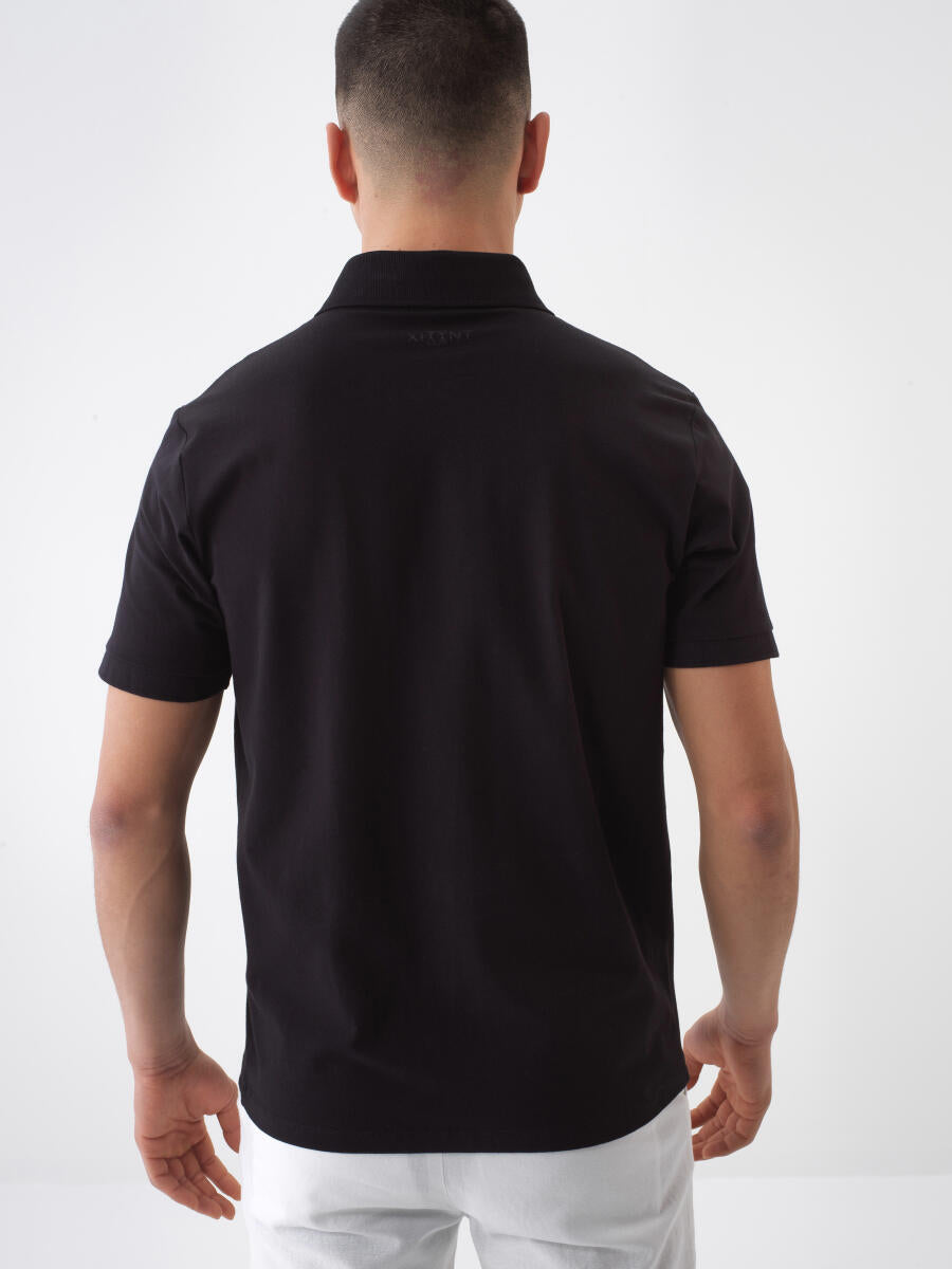 Xint Slim Fit Black Basic Cotton Polo