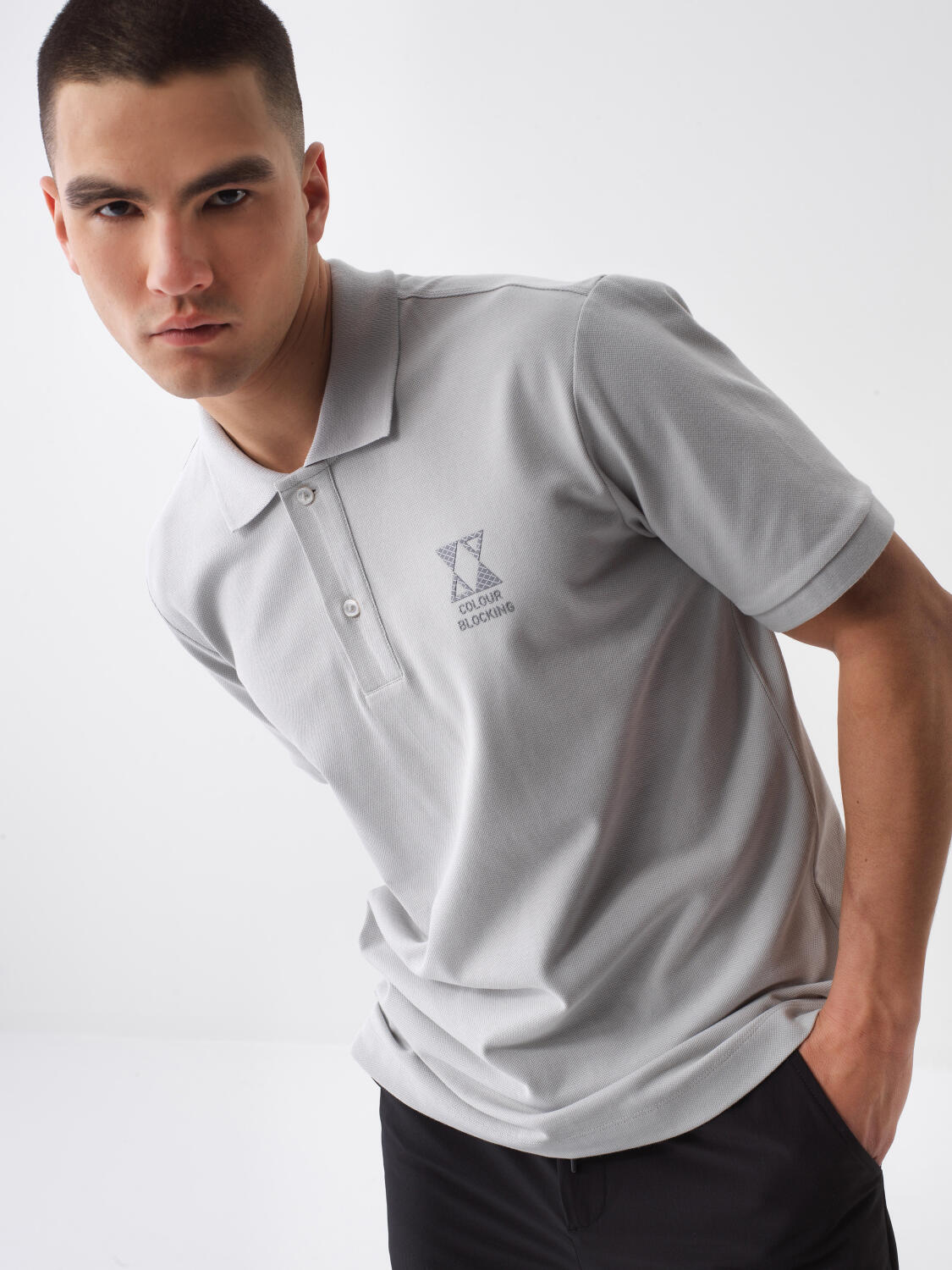 Xint Short Sleeved Grey Polo With Logo