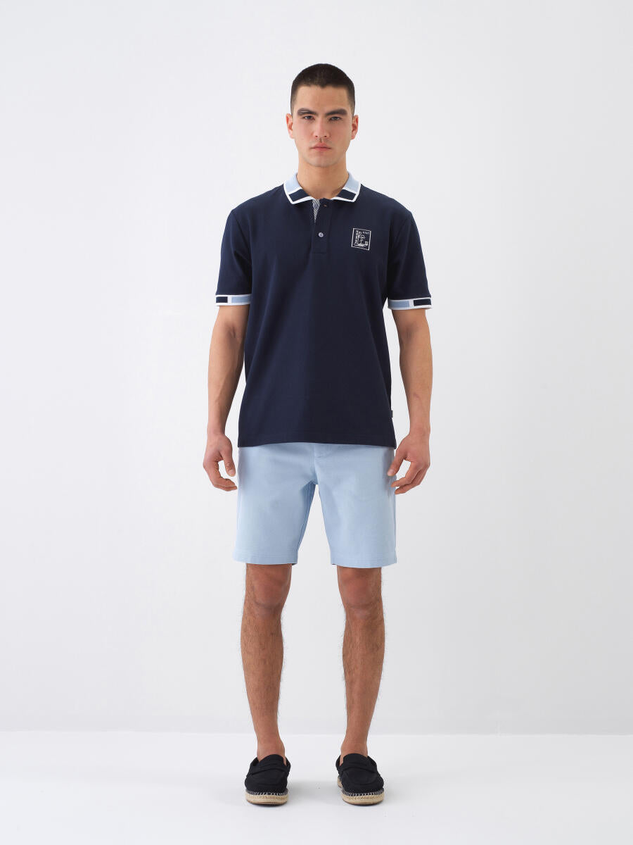 Xint Navy Regular Fit Polo With Logo