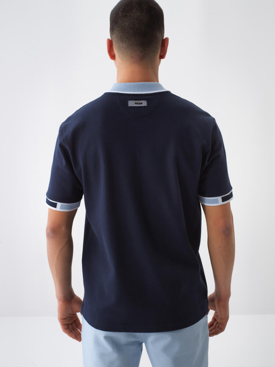 Xint Navy Regular Fit Polo With Logo