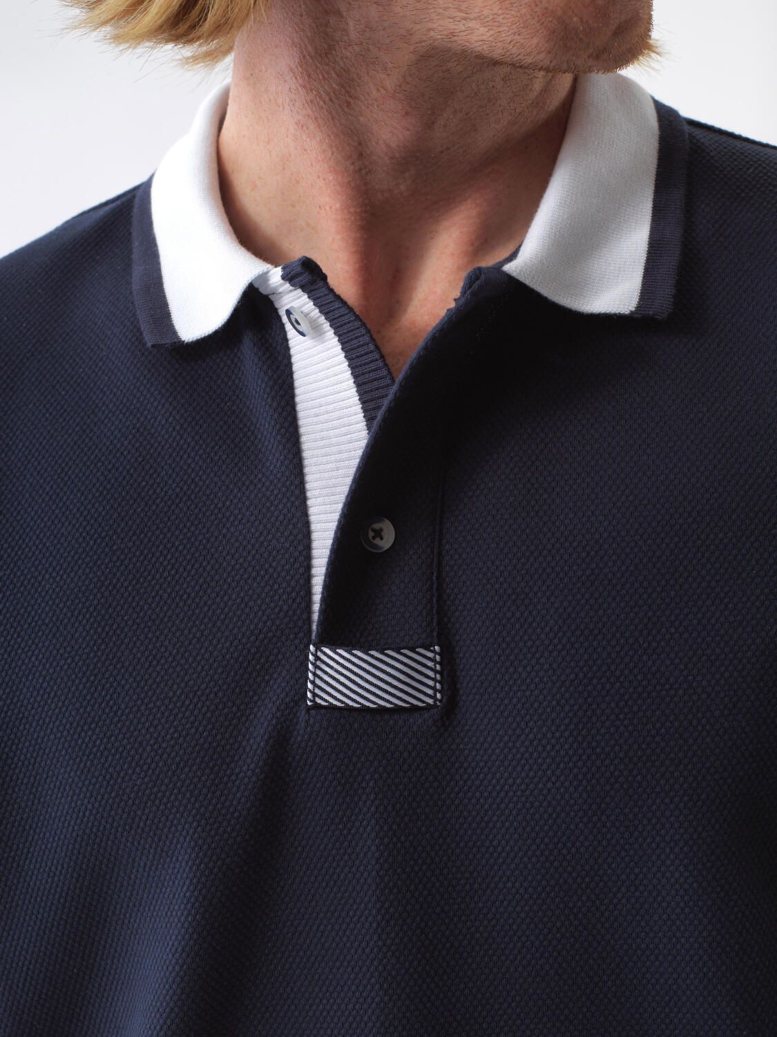 Xint Navy Cotton Polo With Short Sleeved