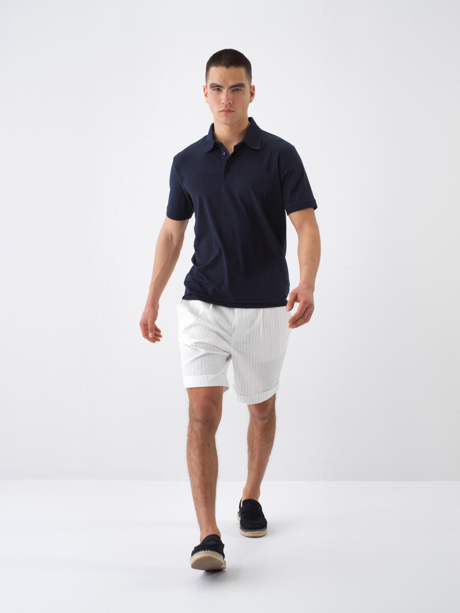 Xint Slim Fit Navy Basic Cotton Polo