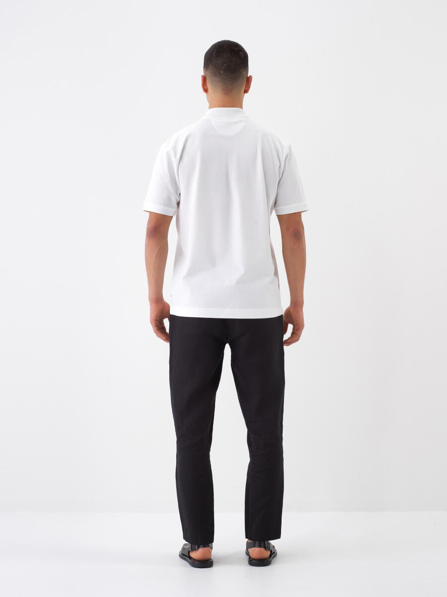 Xint Short Sleeved White Polo With Logo