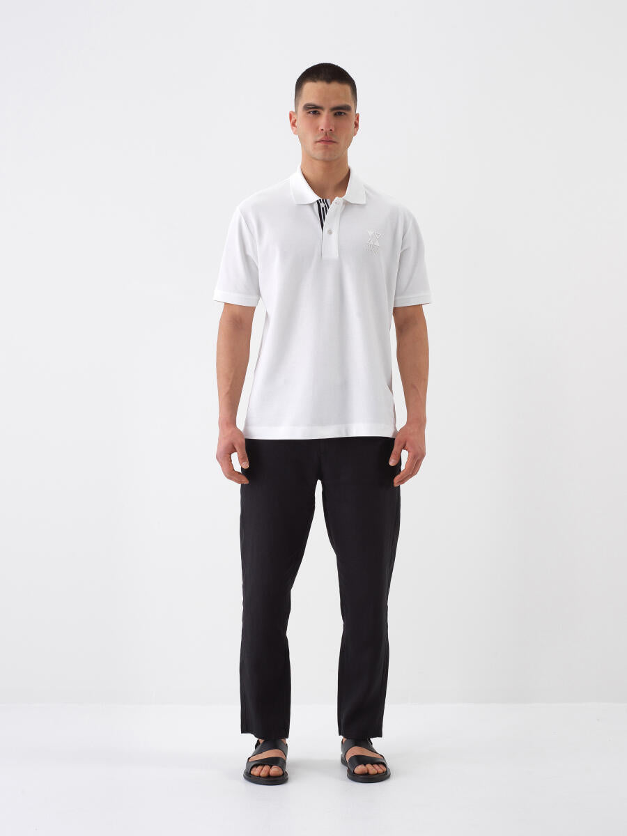 Xint Short Sleeved White Polo With Logo