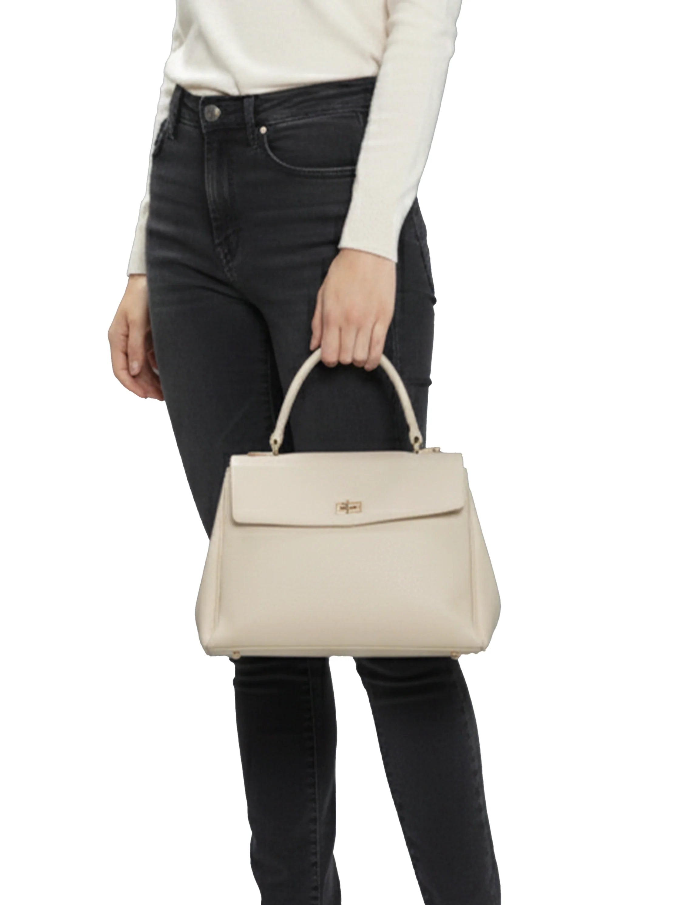 Classic Top Handle Beige Bag