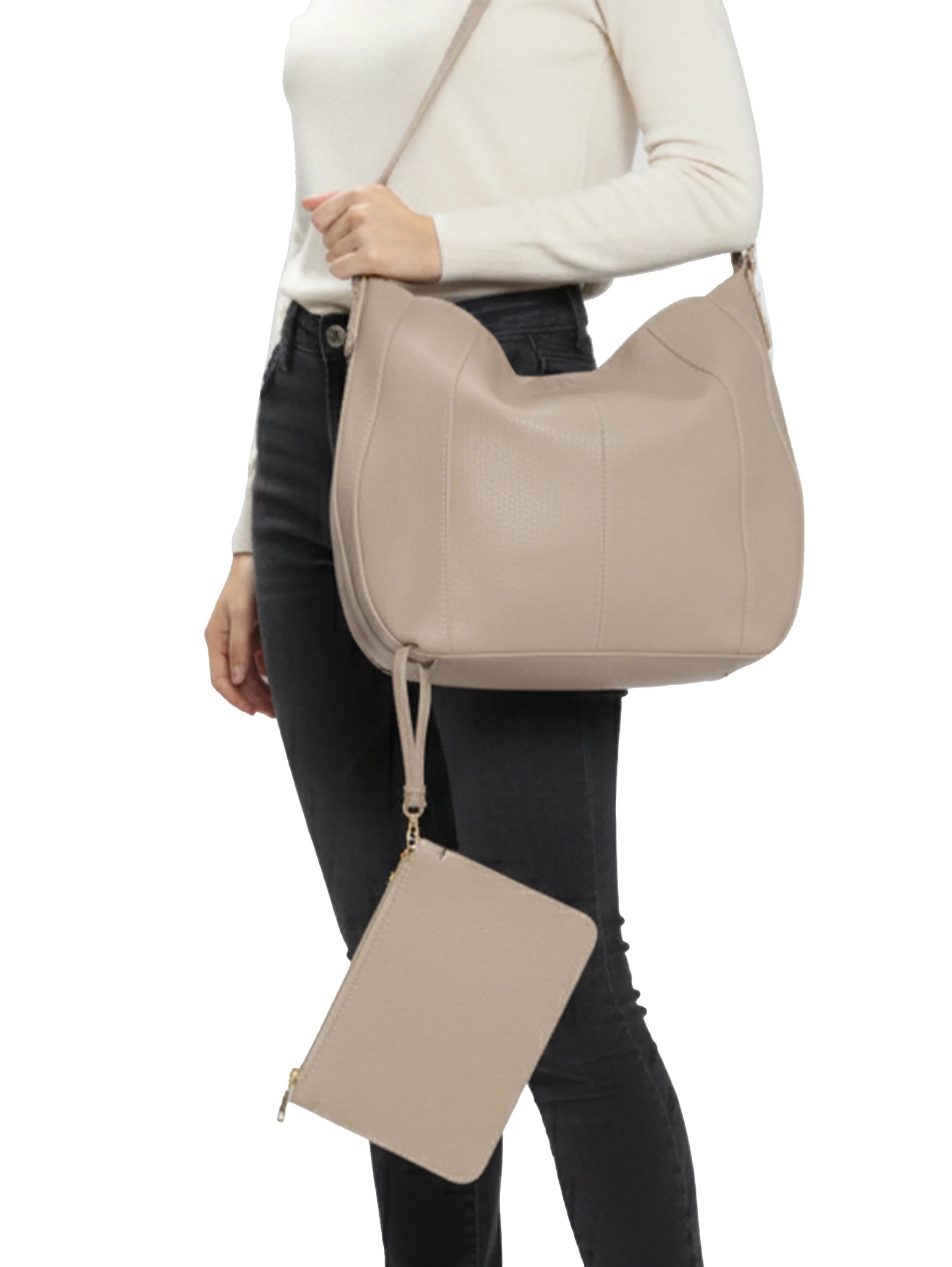 Relaxed Curved Beige Shoulder Bag