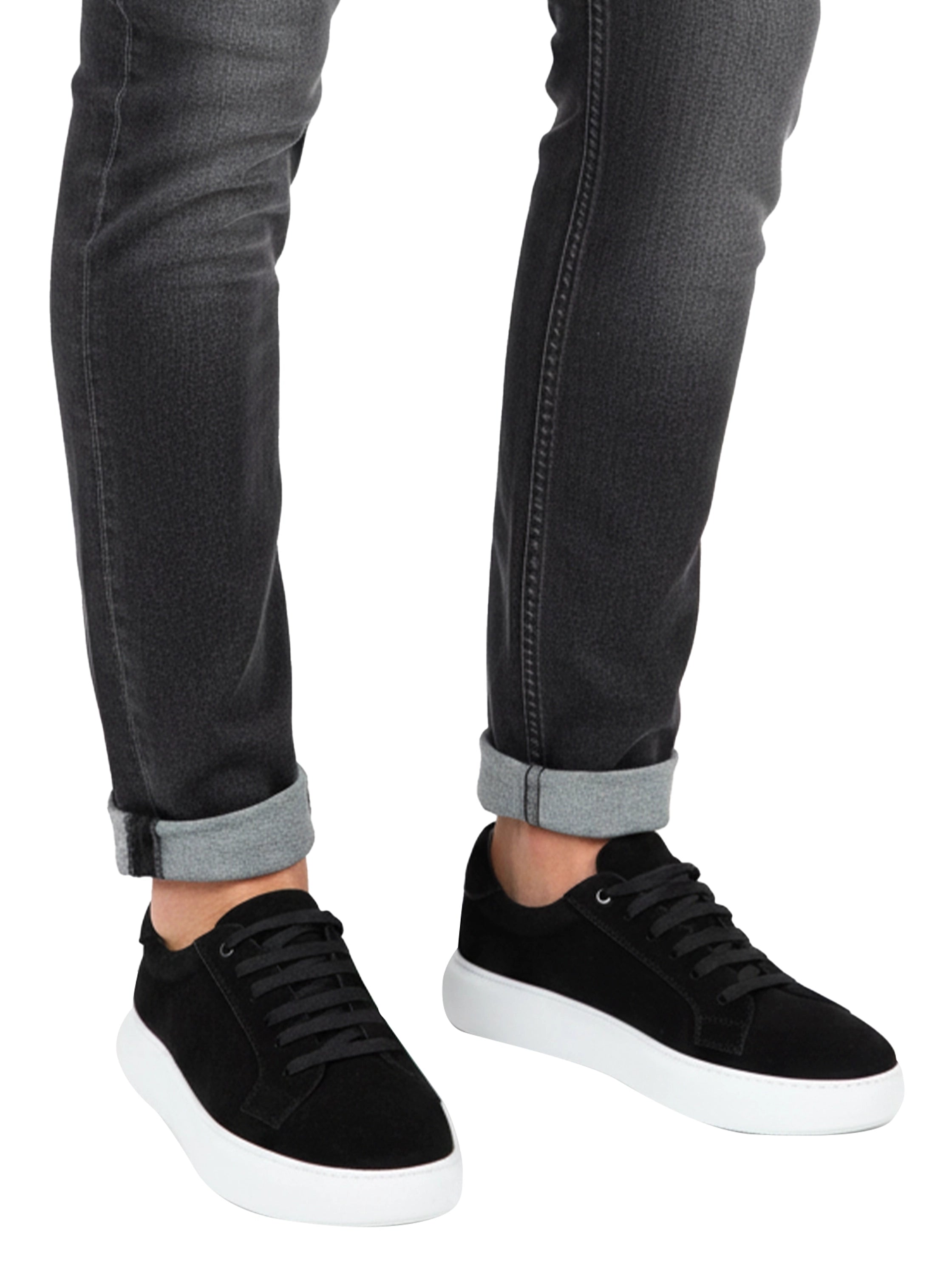 Casual Velvet Black Shoes With White Insole