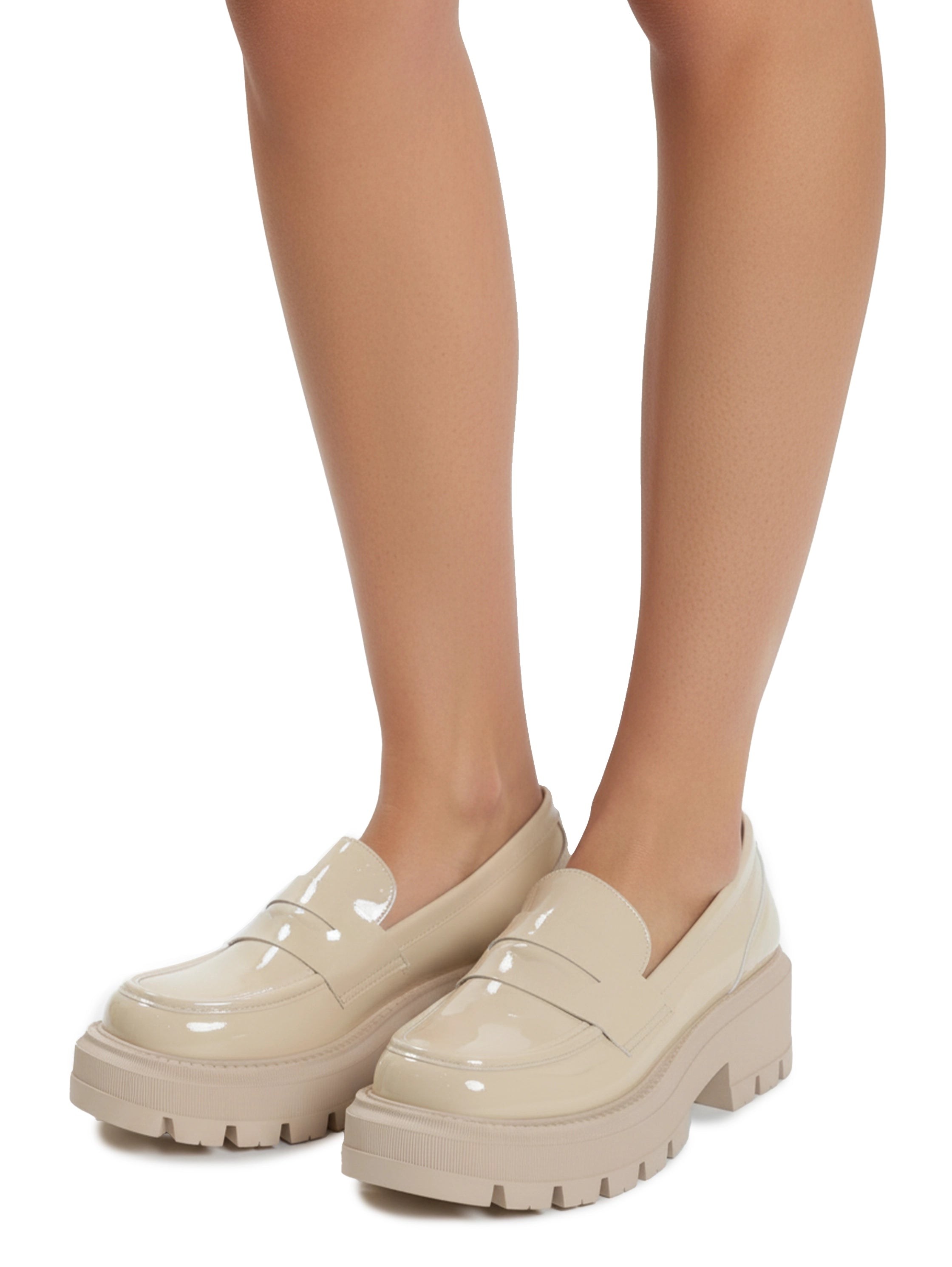 Beige Slip On Loafer With Large Insole