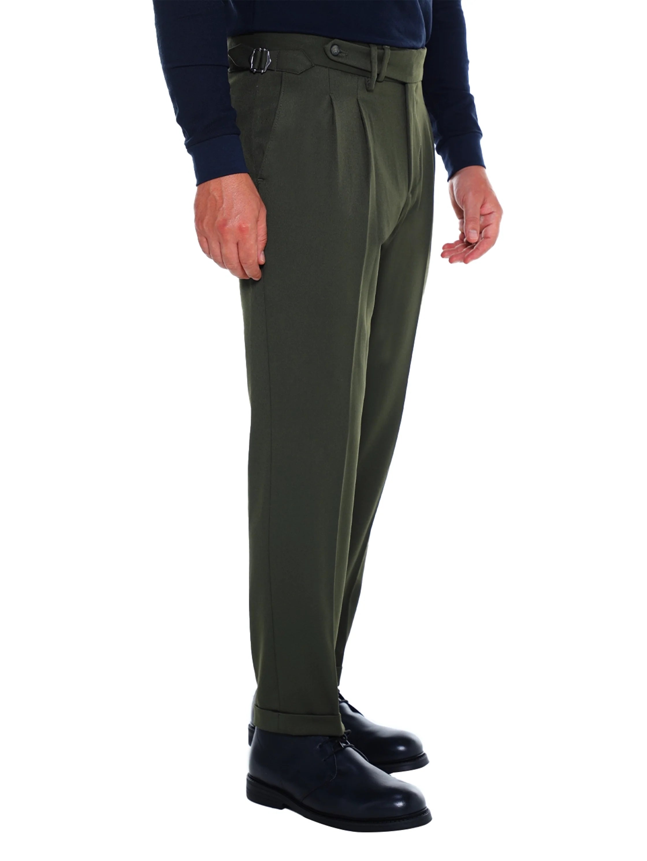 Smart Casual Olive Pant With Extended Waistband