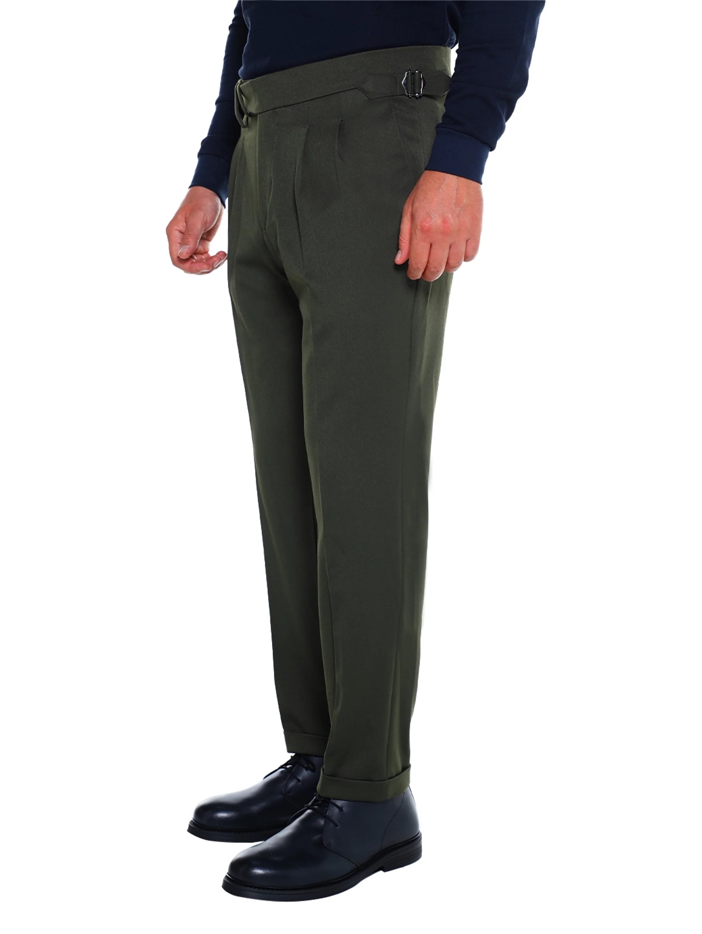 Smart Casual Olive Pant With Extended Waistband